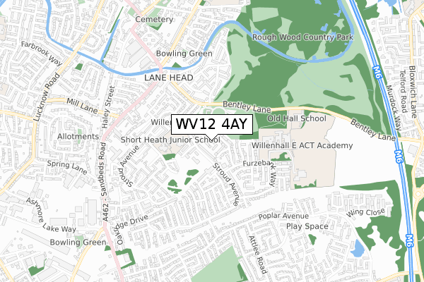 WV12 4AY map - small scale - OS Open Zoomstack (Ordnance Survey)