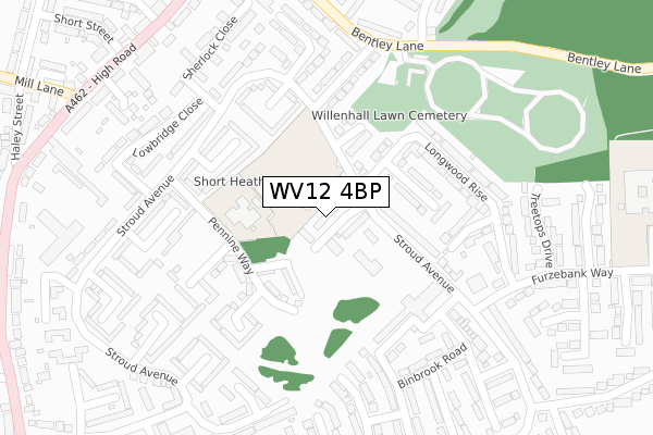 WV12 4BP map - large scale - OS Open Zoomstack (Ordnance Survey)