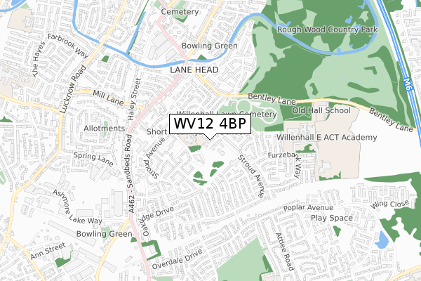 WV12 4BP map - small scale - OS Open Zoomstack (Ordnance Survey)