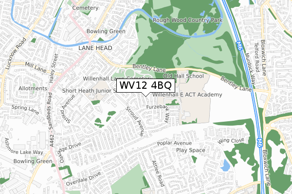 WV12 4BQ map - small scale - OS Open Zoomstack (Ordnance Survey)