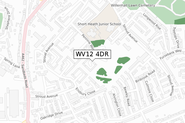 WV12 4DR map - large scale - OS Open Zoomstack (Ordnance Survey)