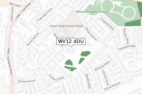 WV12 4DU map - large scale - OS Open Zoomstack (Ordnance Survey)