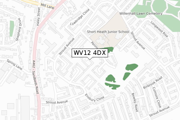 WV12 4DX map - large scale - OS Open Zoomstack (Ordnance Survey)