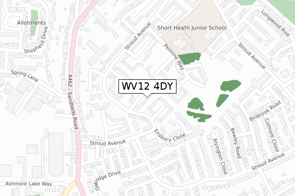 WV12 4DY map - large scale - OS Open Zoomstack (Ordnance Survey)