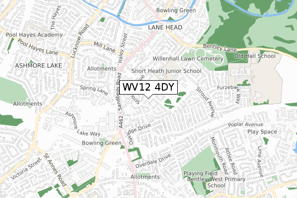 WV12 4DY map - small scale - OS Open Zoomstack (Ordnance Survey)