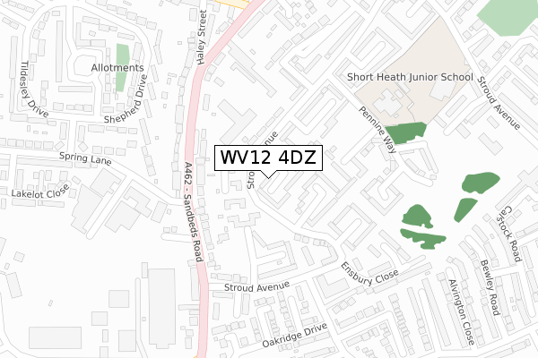 WV12 4DZ map - large scale - OS Open Zoomstack (Ordnance Survey)