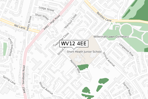 WV12 4EE map - large scale - OS Open Zoomstack (Ordnance Survey)