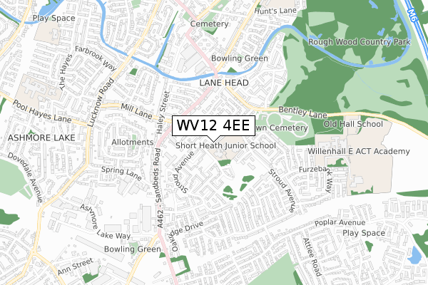 WV12 4EE map - small scale - OS Open Zoomstack (Ordnance Survey)