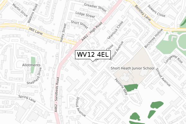 WV12 4EL map - large scale - OS Open Zoomstack (Ordnance Survey)