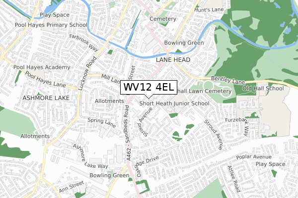 WV12 4EL map - small scale - OS Open Zoomstack (Ordnance Survey)