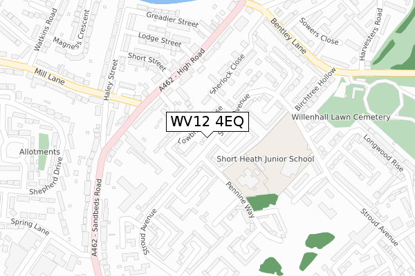 WV12 4EQ map - large scale - OS Open Zoomstack (Ordnance Survey)