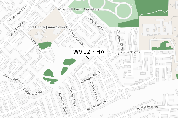 WV12 4HA map - large scale - OS Open Zoomstack (Ordnance Survey)