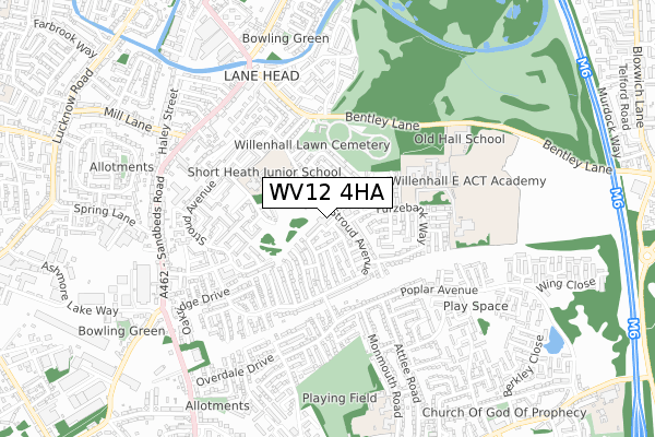 WV12 4HA map - small scale - OS Open Zoomstack (Ordnance Survey)