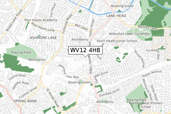 WV12 4HB map - small scale - OS Open Zoomstack (Ordnance Survey)