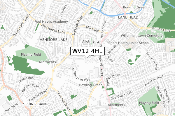 WV12 4HL map - small scale - OS Open Zoomstack (Ordnance Survey)