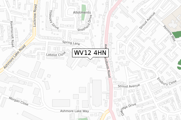 WV12 4HN map - large scale - OS Open Zoomstack (Ordnance Survey)