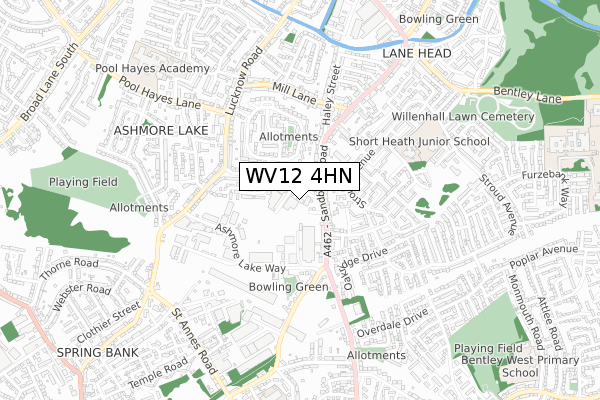 WV12 4HN map - small scale - OS Open Zoomstack (Ordnance Survey)