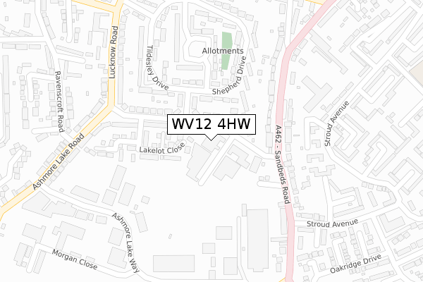 WV12 4HW map - large scale - OS Open Zoomstack (Ordnance Survey)