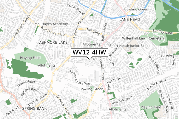 WV12 4HW map - small scale - OS Open Zoomstack (Ordnance Survey)