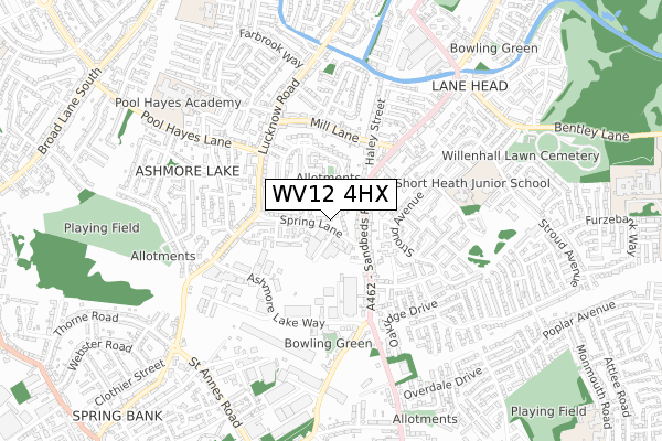 WV12 4HX map - small scale - OS Open Zoomstack (Ordnance Survey)