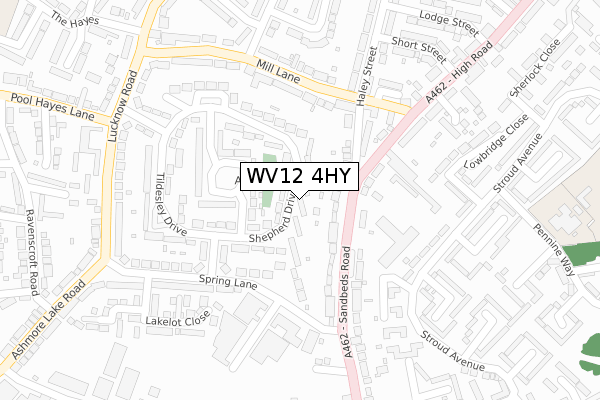 WV12 4HY map - large scale - OS Open Zoomstack (Ordnance Survey)