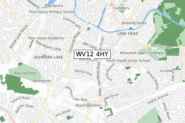 WV12 4HY map - small scale - OS Open Zoomstack (Ordnance Survey)