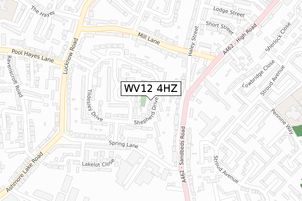 WV12 4HZ map - large scale - OS Open Zoomstack (Ordnance Survey)