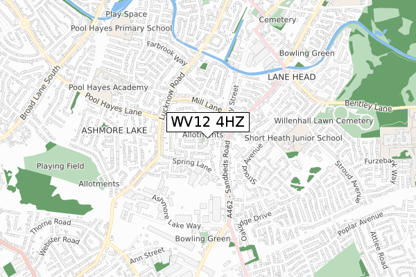 WV12 4HZ map - small scale - OS Open Zoomstack (Ordnance Survey)