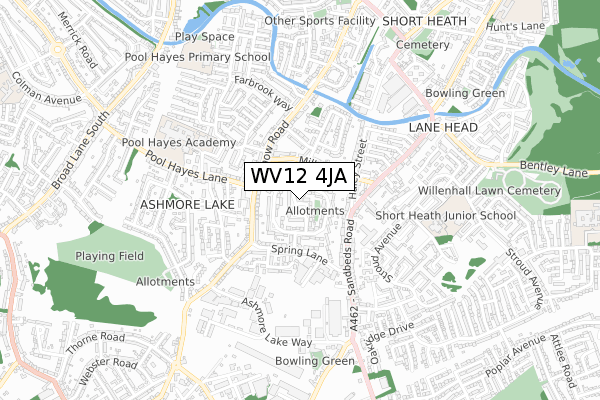 WV12 4JA map - small scale - OS Open Zoomstack (Ordnance Survey)