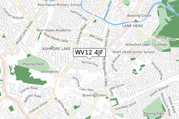 WV12 4JF map - small scale - OS Open Zoomstack (Ordnance Survey)