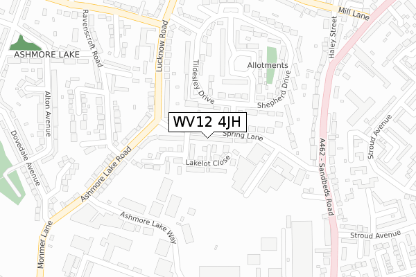 WV12 4JH map - large scale - OS Open Zoomstack (Ordnance Survey)