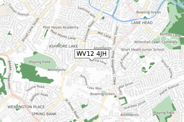 WV12 4JH map - small scale - OS Open Zoomstack (Ordnance Survey)