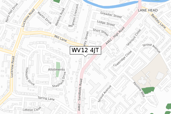 WV12 4JT map - large scale - OS Open Zoomstack (Ordnance Survey)