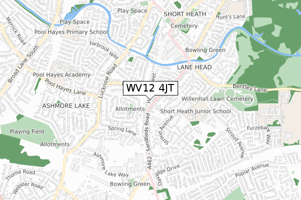 WV12 4JT map - small scale - OS Open Zoomstack (Ordnance Survey)