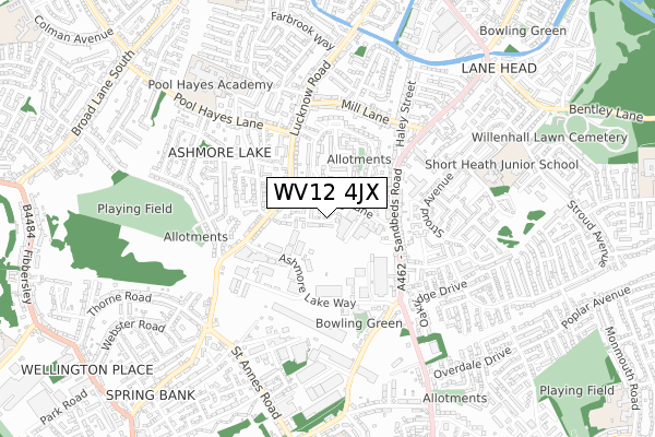 WV12 4JX map - small scale - OS Open Zoomstack (Ordnance Survey)