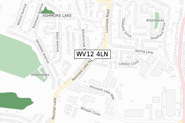 WV12 4LN map - large scale - OS Open Zoomstack (Ordnance Survey)