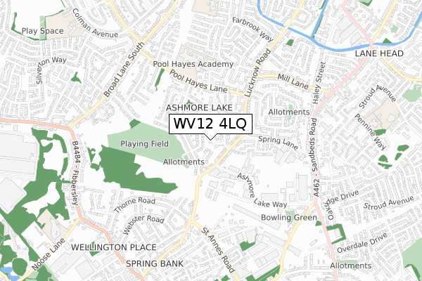 WV12 4LQ map - small scale - OS Open Zoomstack (Ordnance Survey)