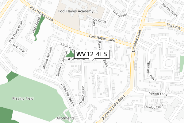 WV12 4LS map - large scale - OS Open Zoomstack (Ordnance Survey)