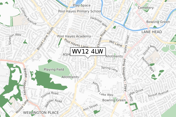 WV12 4LW map - small scale - OS Open Zoomstack (Ordnance Survey)