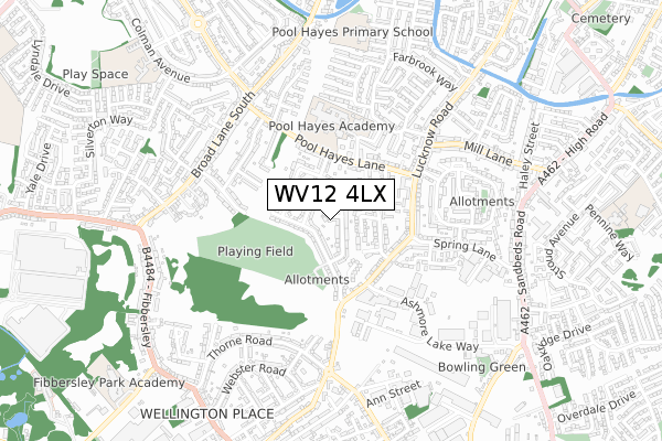 WV12 4LX map - small scale - OS Open Zoomstack (Ordnance Survey)