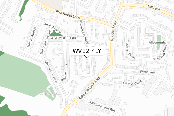 WV12 4LY map - large scale - OS Open Zoomstack (Ordnance Survey)