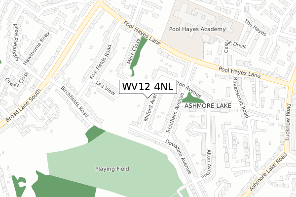 WV12 4NL map - large scale - OS Open Zoomstack (Ordnance Survey)