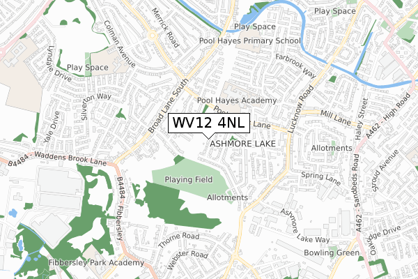 WV12 4NL map - small scale - OS Open Zoomstack (Ordnance Survey)