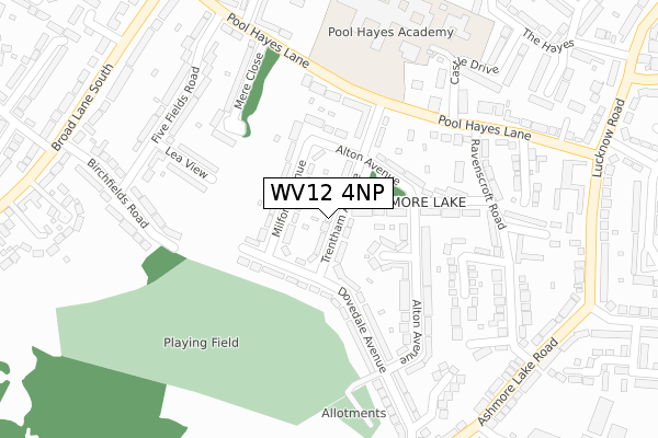 WV12 4NP map - large scale - OS Open Zoomstack (Ordnance Survey)