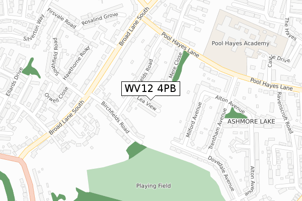 WV12 4PB map - large scale - OS Open Zoomstack (Ordnance Survey)