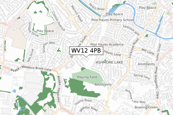 WV12 4PB map - small scale - OS Open Zoomstack (Ordnance Survey)