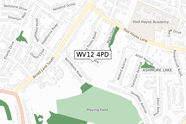 WV12 4PD map - large scale - OS Open Zoomstack (Ordnance Survey)