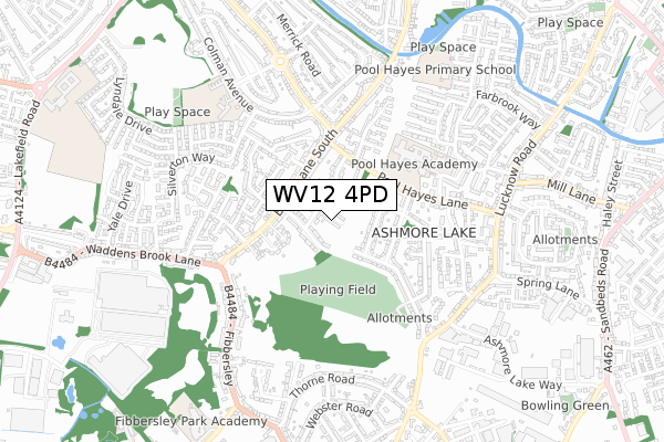 WV12 4PD map - small scale - OS Open Zoomstack (Ordnance Survey)