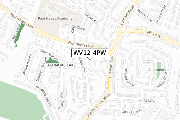 WV12 4PW map - large scale - OS Open Zoomstack (Ordnance Survey)