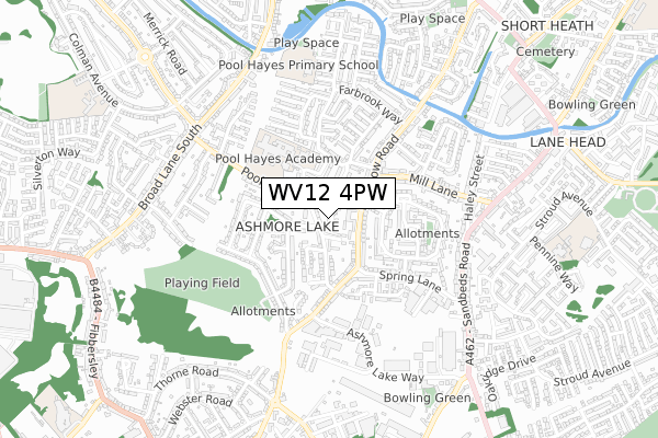 WV12 4PW map - small scale - OS Open Zoomstack (Ordnance Survey)